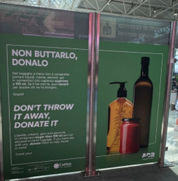 AEROPORTO LEONARDO DA VINCI – ROMA FIUMICINO – DIOCESI PORTO-SANTA RUFINA
PROGETTO “DONAZIONE LAGs  (LIQUIDI, AEROSOL E GAS) NON AMMESSI NEL BAGAGLIO A MANO”

